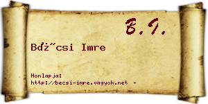 Bécsi Imre névjegykártya