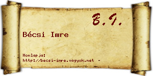 Bécsi Imre névjegykártya